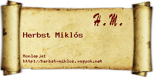 Herbst Miklós névjegykártya